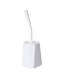 Toilet Brush Set White Plastic with Fully Enclosed Holder