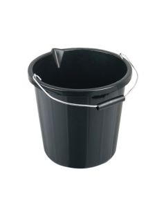 Industrial 15ltr Bucket Fixed Wire Handle - Black