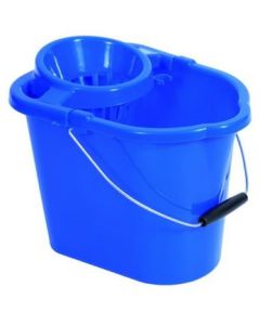 Plastic Mop Bucket - 12ltr with wringer - Blue