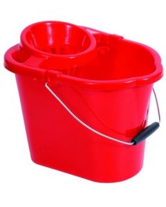 Plastic Mop Bucket - 12ltr with wringer - Red