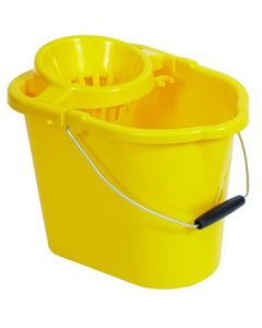 Plastic Mop Bucket - 12ltr with wringer - Yellow