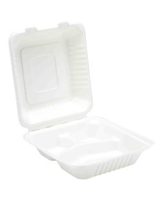 Bagasse 3 Compartment Meal Box -  Compostable