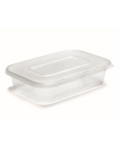 Plastic Microwave Containers - 500cc Clear(& Lids)