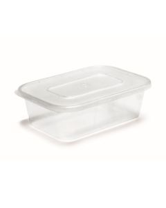 Plastic Microwave Containers - 650cc Clear (& Lids)