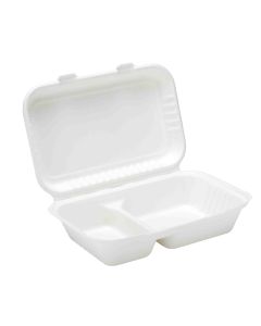 Bagasse 2 Comp  9 x 6 Lunch Box - Compostable