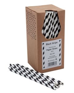 8" Paper Straws - Black and White
