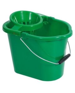 Plastic Mop Bucket - 12ltr with wringer - Green